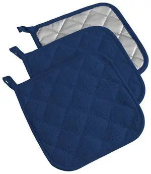 DII Basic Terry Collection Quilted 100% Cotton, Potholder, Nautical Blue, 3 Piece DII Basic Terry Collection Quilted 100% Cotton, Potholder, Nautical Blue, 3 Piece