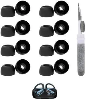 Vykyntow 8 Pairs Replacement Earbud Tips Compatible with bmani T16 Wireless Earbuds Headphones Earphones Accessories, Silicone Ear Tips, Fits in Case, M Size, with 3-in-1 Cleaner Kit, Black Vykyntow 8 Pairs Replacement Earbud Tips Compatible with bmani T16 Wireless Earbuds Headphones Earphones Accessories, Silicone Ear Tips, Fits in Case, M Size, with 3-in-1 Cleaner Kit, Black