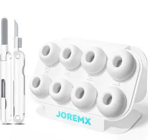joremx Replacement Ear Tips for AirPods Pro 2nd/1st (XS/S/M/L)-White | 4 Pairs Silicone Replacement Ear Tips with Cleaning Pen,Noise Reduction Holewith & Built-in dust Guard Screen joremx Replacement Ear Tips for AirPods Pro 2nd/1st (XS/S/M/L)-White | 4 Pairs Silicone Replacement Ear Tips with Cleaning Pen,Noise Reduction Holewith & Built-in dust Guard Screen