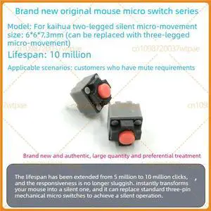10pcs For Kailh 2-Pin Square Silent Mouse Micro Switch Quiet Button Fit M590 Gaming Mouse Replacement Parts 10pcs For Kailh 2-Pin Square Silent Mouse Micro Switch Quiet Button Fit M590 Gaming Mouse Replacement Parts