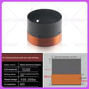 2pcs For 44.5mm Woofer Voice Coil Double Layer Pure Copper Wire Black Aluminum Frame 45 Core Speaker Parts 2pcs For 44.5mm Woofer Voice Coil Double Layer Pure Copper Wire Black Aluminum Frame 45 Core Speaker Parts