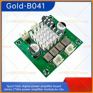 2pcs For Gold-B041 TPA3116D2 Stereo Amplifier Board 2*50W DC6V-26V Audio Module 2pcs For Gold-B041 TPA3116D2 Stereo Amplifier Board 2*50W DC6V-26V Audio Module