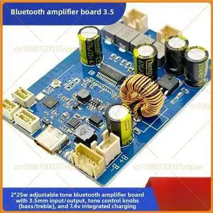 For 2*25W Bluetooth Amplifier Board DS4702 7.4V Built-in Charging 3.5mm Audio Input Output Treble Bass Adjustment For 2*25W Bluetooth Amplifier Board DS4702 7.4V Built-in Charging 3.5mm Audio Input Output Treble Bass Adjustment