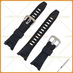 For Casio Watch Accessories Black Resin Strap With Pin Buckle Fit PRG-110 PRO TROutdoor Watch Series For Casio Watch Accessories Black Resin Strap With Pin Buckle Fit PRG-110 PRO TROutdoor Watch Series