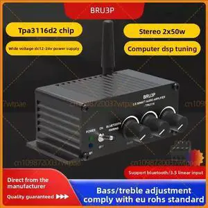 For BRU3P TPA3116 Bluetooth 5.3 Digital Amplifier Board 2×50W DSP Tone Control For Desktop & Ceiling Speakers For BRU3P TPA3116 Bluetooth 5.3 Digital Amplifier Board 2×50W DSP Tone Control For Desktop & Ceiling Speakers