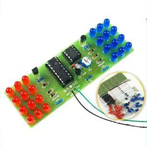 NE555 CD4017 IC LED Electronic Lights Kits Red Blue Dual-Color DIY Kit Strobe Electronic Suit Flashing Lights Components DIY NE555 CD4017 IC LED Electronic Lights Kits Red Blue Dual-Color DIY Kit Strobe Electronic Suit Flashing Lights Components DIY