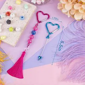 Framendino, 12 Pack Heart Shaped Beadable Keychain with Snap Hook for DIY Craft Framendino, 12 Pack Heart Shaped Beadable Keychain with Snap Hook for DIY Craft