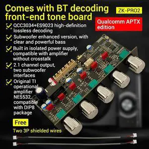 PRO2 Fever Pre Stage Tone Board 2.1 Channel Subwoofer With High Pass Bluetooth Decoding QCC3034+ES9023 PRO2 Fever Pre Stage Tone Board 2.1 Channel Subwoofer With High Pass Bluetooth Decoding QCC3034+ES9023