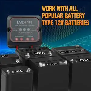 Solar Charge Controller 10A 12V, Waterproof ligent Solar Panel Controller for AGM, Gel & Lithium Batteries Solar Charge Controller 10A 12V, Waterproof ligent Solar Panel Controller for AGM, Gel & Lithium Batteries