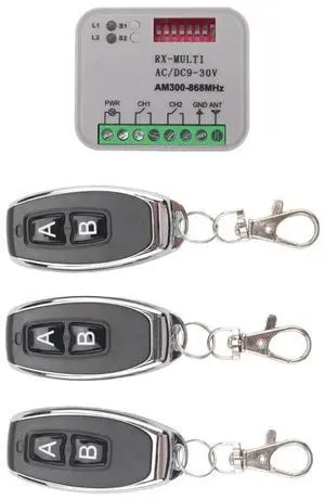 Garage Gate Remote Receiver 433 868MHz RX MULTI 300-900MHZ AC/DC 9-30V Receiver with Remote Control Garage Gate Remote Receiver 433 868MHz RX MULTI 300-900MHZ AC/DC 9-30V Receiver with Remote Control