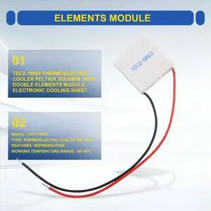 TEC2-19003 Thermoelectric Cooler Peltier 30X30mm 19003 Double Elements Module Electronic Cooling Sheet TEC2-19003 Thermoelectric Cooler Peltier 30X30mm 19003 Double Elements Module Electronic Cooling Sheet