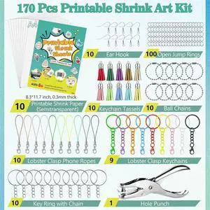 170 Pcs Printable Shrink Dink Sheets Kit,A4 Semitransparent Plastic Shrink Dink Printer Papers, Kids DIY Keychain Making 170 Pcs Printable Shrink Dink Sheets Kit,A4 Semitransparent Plastic Shrink Dink Printer Papers, Kids DIY Keychain Making