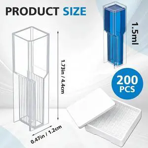 200pcs 1.5ml Disposable Plastic Cuvette Polystyrene Cuvette with Two Light for Spectrophotometers 200pcs 1.5ml Disposable Plastic Cuvette Polystyrene Cuvette with Two Light for Spectrophotometers