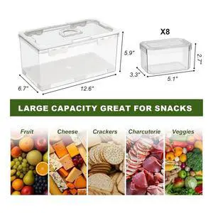 HAPPYDAY~ Picnic Basket with Lid and Handle, Clear Divided Serving Tray for Biscuit, Fruits, for Travel, Picnic, Beach HAPPYDAY~ Picnic Basket with Lid and Handle, Clear Divided Serving Tray for Biscuit, Fruits, for Travel, Picnic, Beach