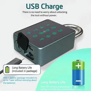 TTLock Password Bluetooth Padlock Touch Screen RFID IC Card Key Home Security Waterproof Cabinet Electronic Padlock TTLock Password Bluetooth Padlock Touch Screen RFID IC Card Key Home Security Waterproof Cabinet Electronic Padlock