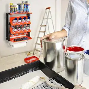 HAPPYDAY~ SprayCan Holder, Lube Can Wall Mount Rack Heavy Duty Paint Bottle Organizer for Garage & Home 8 Can Holes HAPPYDAY~ SprayCan Holder, Lube Can Wall Mount Rack Heavy Duty Paint Bottle Organizer for Garage & Home 8 Can Holes