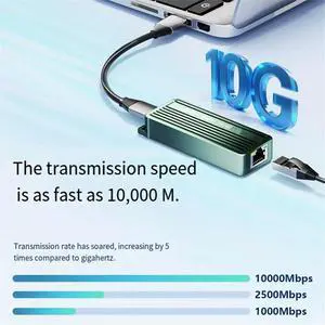 10GbE USB-C Ethernet Adapter USB3.2 Type C 10 Gigabit Ethernet Adapter Realtek/RTL8159 for 11 10GbE USB-C Ethernet Adapter USB3.2 Type C 10 Gigabit Ethernet Adapter Realtek/RTL8159 for 11