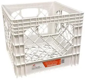 Juggernaut Storage 16QT Heavy-Duty Plastic Square Milk Crate White Juggernaut Storage 16QT Heavy-Duty Plastic Square Milk Crate White