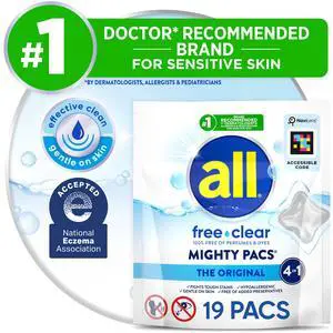all Unit Dose Laundry Detergent, Mighty Pacs, Free Clear, 19 Count all Unit Dose Laundry Detergent, Mighty Pacs, Free Clear, 19 Count