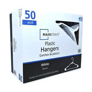 Mainstays Plastic Clothes Hangers, White, 50-Count, Everyday Use Mainstays Plastic Clothes Hangers, White, 50-Count, Everyday Use
