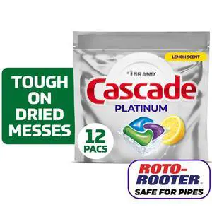 Cascade Platinum Dishwasher Pods, Dishwasher Detergent, Dish Detergent Soap, Lemon, 12 Count Cascade Platinum Dishwasher Pods, Dishwasher Detergent, Dish Detergent Soap, Lemon, 12 Count