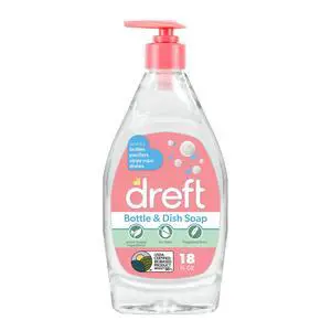 Dreft Plant-Derived Liquid Dish Soap and Dishwashing Detergent for Baby Bottle, Fragrance Free Baby Essentials, 18 fl oz Dreft Plant-Derived Liquid Dish Soap and Dishwashing Detergent for Baby Bottle, Fragrance Free Baby Essentials, 18 fl oz