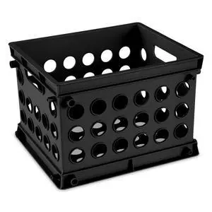 (6 pack) Sterilite Mini Crate, Multi-Purpose Plastic Storage Bin with Through Handles, Stackable, Black (6 pack) Sterilite Mini Crate, Multi-Purpose Plastic Storage Bin with Through Handles, Stackable, Black