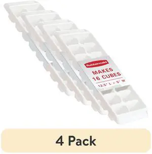 (4 pack) Rubbermaid Quick Release Ice Cube Tray, Plastic, White, Rectangular (4 pack) Rubbermaid Quick Release Ice Cube Tray, Plastic, White, Rectangular