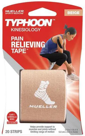 Mueller Typhoon Kinesiology Therapeutic Tape, Beige, 20 Precut I-Strips, Mueller Typhoon Kinesiology Therapeutic Tape, Beige, 20 Precut I-Strips,