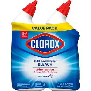 Clorox Toilet Bowl Bathroom Cleaner with Bleach, Rain Clean, 24 fl oz, 2 Pack Clorox Toilet Bowl Bathroom Cleaner with Bleach, Rain Clean, 24 fl oz, 2 Pack