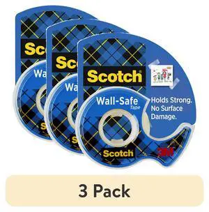 (3 pack) Scotch Wall-Safe Tape Dispenser, 3/4 in. x 650 in., 1 Dispenser (3 pack) Scotch Wall-Safe Tape Dispenser, 3/4 in. x 650 in., 1 Dispenser