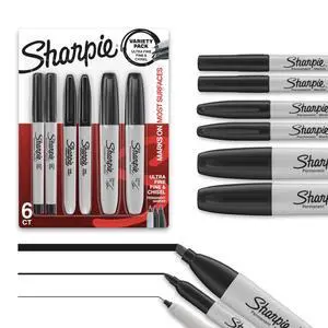 Sharpie Permanent Markers, Multi-Tip Pack, Fine/Ultra Fine/Chisel Tip, Black, 6 Count Sharpie Permanent Markers, Multi-Tip Pack, Fine/Ultra Fine/Chisel Tip, Black, 6 Count