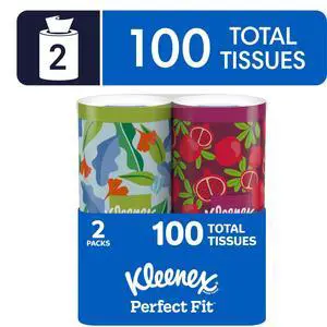 Kleenex Perfect Fit 2-Ply Canister Facial Tissues, 2 Pack (100 Total Tissues) Kleenex Perfect Fit 2-Ply Canister Facial Tissues, 2 Pack (100 Total Tissues)