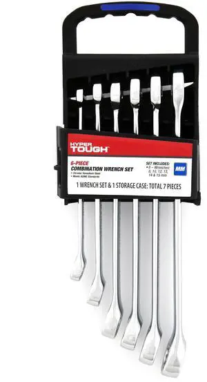 Hyper Tough Chrome Vanadium Combination Wrench Tool Set, Metric, 6-Piece Hyper Tough Chrome Vanadium Combination Wrench Tool Set, Metric, 6-Piece