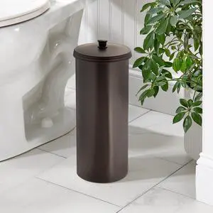 iDesign Toilet Paper Canister with Lid, Storage for 3 Rolls, 6.3'' x 15.5'', Bronze iDesign Toilet Paper Canister with Lid, Storage for 3 Rolls, 6.3'' x 15.5'', Bronze