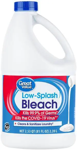 Great Value Low-Splash Bleach, 81 fl oz Great Value Low-Splash Bleach, 81 fl oz