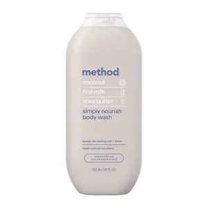 method Body Wash, Simply Nourish - Leaves Skin Feeling Soft & Moisturized, Made Without Parabens, Notes of Coconut, Rice Milk & Shea Butter, 18 fl oz method Body Wash, Simply Nourish - Leaves Skin Feeling Soft & Moisturized, Made Without Parabens, Notes of Coconut, Rice Milk & Shea Butter, 18 fl oz