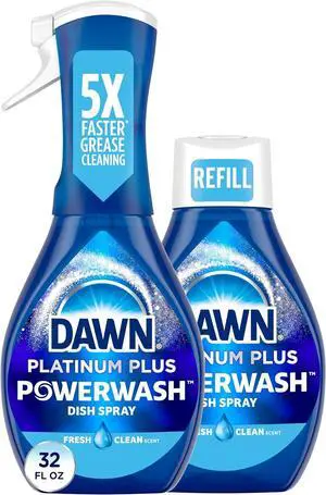 Dawn Powerwash Spray, Dish Soap, Dishwashing Liquid, Cleaning Supplies, Fresh, 1 Starter Kit + 1 Refill, 32 Fl Oz Dawn Powerwash Spray, Dish Soap, Dishwashing Liquid, Cleaning Supplies, Fresh, 1 Starter Kit + 1 Refill, 32 Fl Oz
