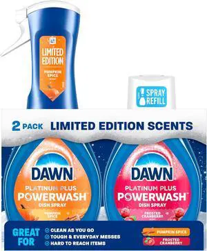 Dawn Powerwash Spray, Dish Soap, Dishwashing Liquid, Pumpkin Spice + Frosted Cranberry, 1 Starter Kit + 1 Refill, 2x16 Fl Oz Dawn Powerwash Spray, Dish Soap, Dishwashing Liquid, Pumpkin Spice + Frosted Cranberry, 1 Starter Kit + 1 Refill, 2x16 Fl Oz