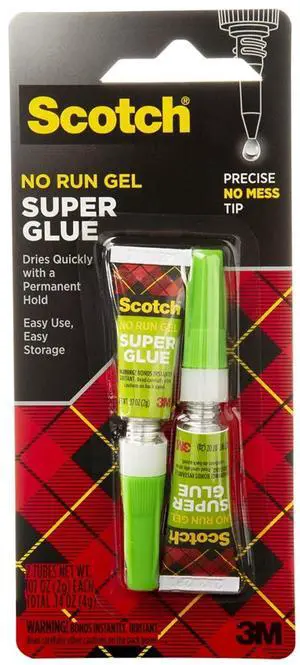 Scotch Super Glue Gel, .07 oz, 2-Pack, Dries Quickly with a Permanent Hold (AD112) Scotch Super Glue Gel, .07 oz, 2-Pack, Dries Quickly with a Permanent Hold (AD112)