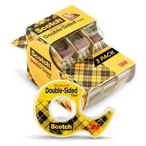Scotch Double-Sided Tape, 1/2 in x 250 in (12.7 mm x 6.35 m), 3 Pack Scotch Double-Sided Tape, 1/2 in x 250 in (12.7 mm x 6.35 m), 3 Pack