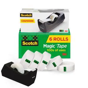 Scotch Magic Tape with Scotch Desktop Dispenser, 6 Rolls of 3/4" x 1000" Scotch Magic Tape with Scotch Desktop Dispenser, 6 Rolls of 3/4" x 1000"