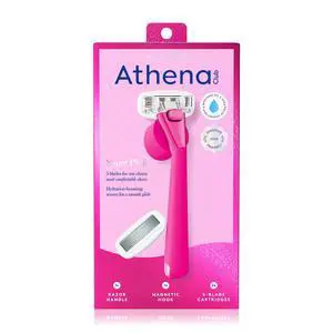 Athena Club Women's Razor Kit - Razor Handle, 2 5-Blade Refills, Shower Holder in Super Pink Athena Club Women's Razor Kit - Razor Handle, 2 5-Blade Refills, Shower Holder in Super Pink