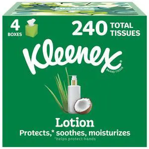 Kleenex Lotion Facial Tissues, 4 Cube Boxes, 60 Tissues per Box Kleenex Lotion Facial Tissues, 4 Cube Boxes, 60 Tissues per Box