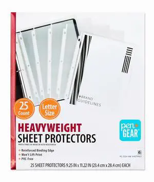 Pen+Gear Heavyweight Sheet Protectors, Clear, 9.25" x 11.22", 25 Count Pen+Gear Heavyweight Sheet Protectors, Clear, 9.25" x 11.22", 25 Count