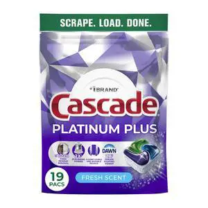 Cascade Platinum Plus Dishwasher Pods, Dishwasher Detergent, Dish Detergent Soap, Fresh, 19 Count Cascade Platinum Plus Dishwasher Pods, Dishwasher Detergent, Dish Detergent Soap, Fresh, 19 Count