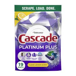 Cascade Platinum Plus Dishwasher Pods, Dishwasher Detergent, Dish Detergent Soap, Lemon, 19 Count Cascade Platinum Plus Dishwasher Pods, Dishwasher Detergent, Dish Detergent Soap, Lemon, 19 Count