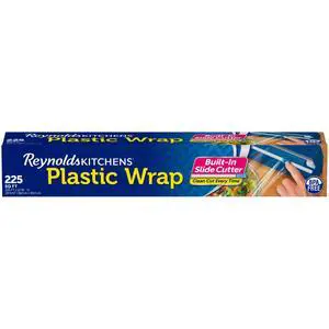 Reynolds Kitchens Clear Plastic Wrap, Built-In Slide Cutter, 225sq ft Reynolds Kitchens Clear Plastic Wrap, Built-In Slide Cutter, 225sq ft