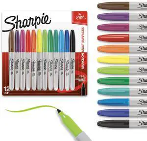 Sharpie Permanent Markers, Fine Tip, 12 Count - Quick Drying, Fade Resistant, Arts & Crafts, Desk, Office Supplies Sharpie Permanent Markers, Fine Tip, 12 Count - Quick Drying, Fade Resistant, Arts & Crafts, Desk, Office Supplies