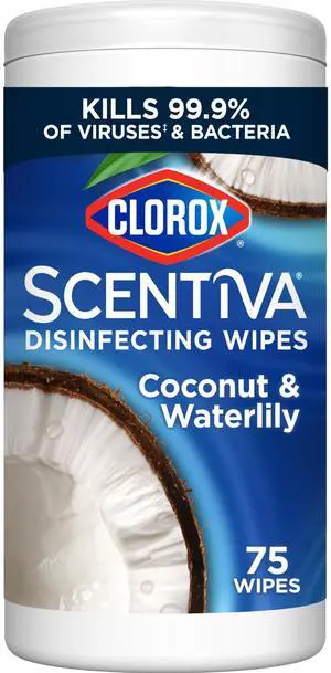 Clorox Scentiva Disinfecting Wipes, Coconut and Waterlily, Antibacterial, 75 Count Clorox Scentiva Disinfecting Wipes, Coconut and Waterlily, Antibacterial, 75 Count